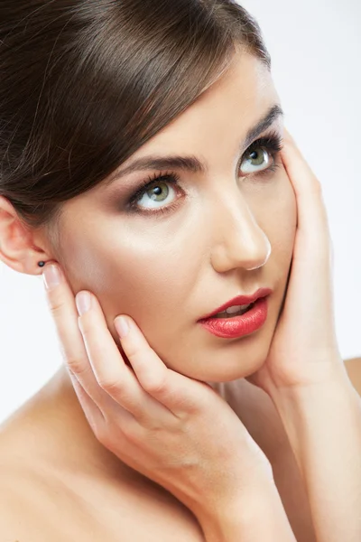 Schoonheid vrouw gezicht close-up portret. — Stockfoto