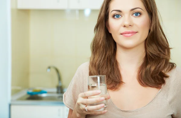 Woman with water glass — Stock Photo, Image