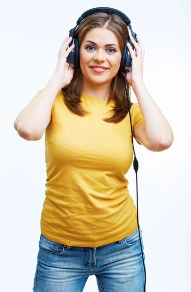 Meisje luisteren muziek — Stockfoto