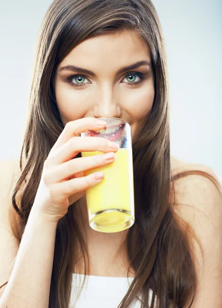 Woman with juice — Stock Photo, Image