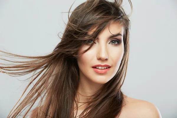 髪の動きを持つ女性の顔 ロイヤリティフリーのストック写真