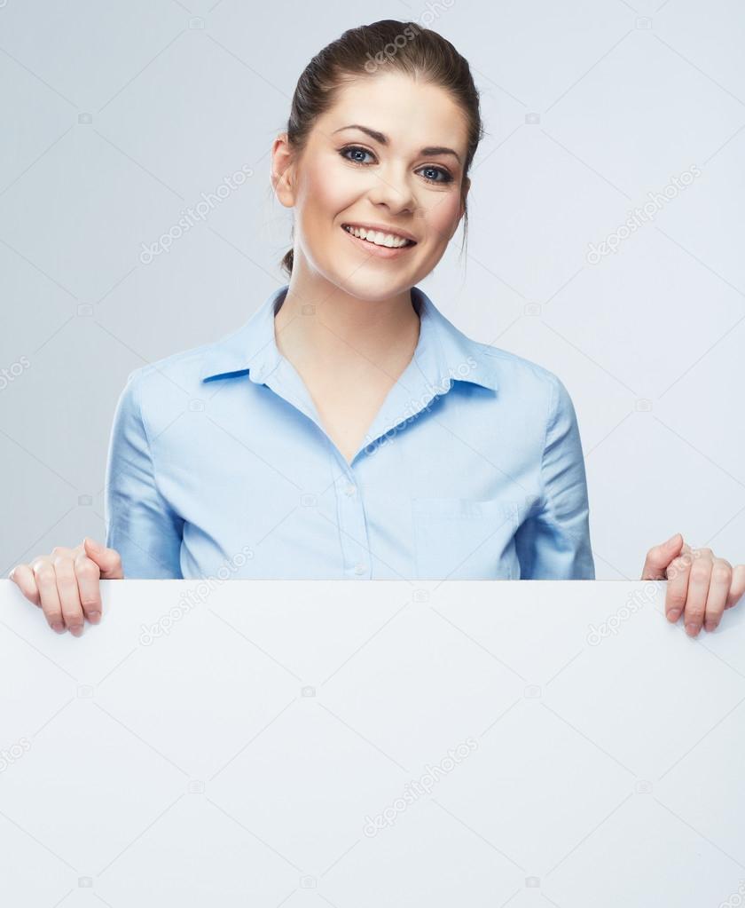 Business woman with blank board