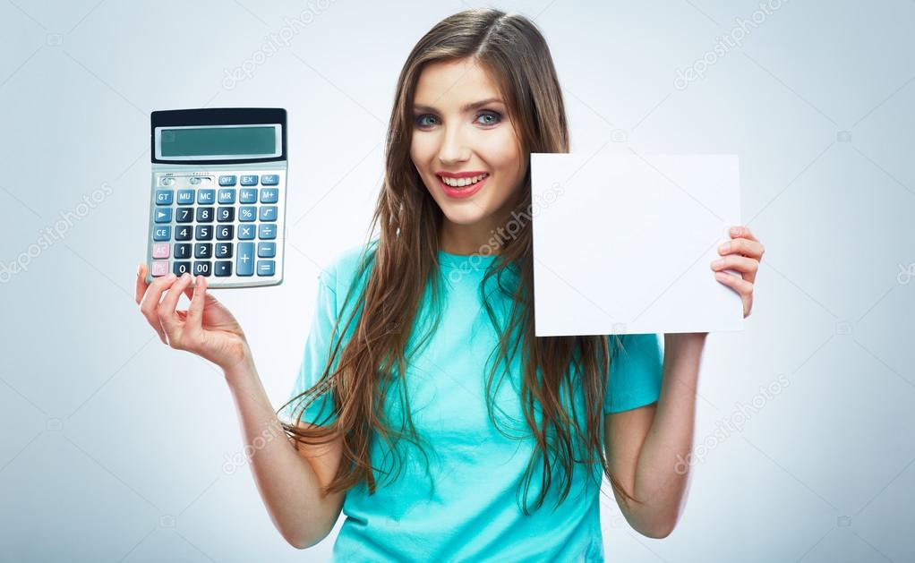 Woman hold count machine
