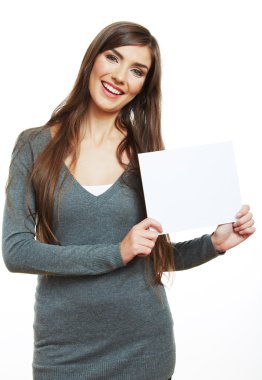 Kız boş kağıt tutun