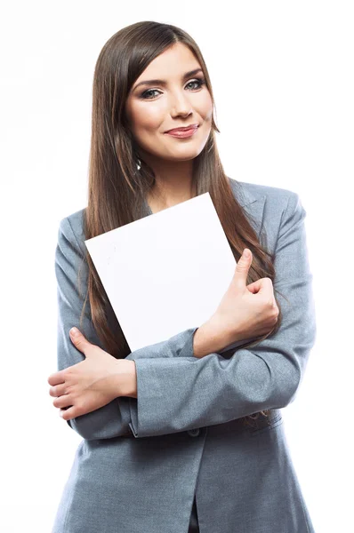 Mujer de negocios con papel en blanco — Foto de Stock