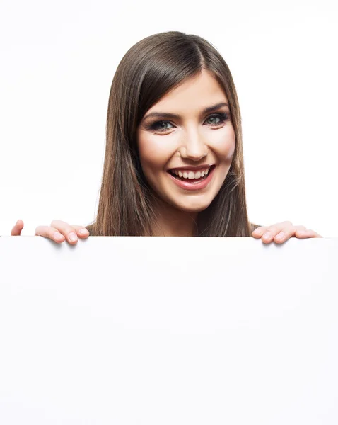 Business woman with blank board — Stock Photo, Image