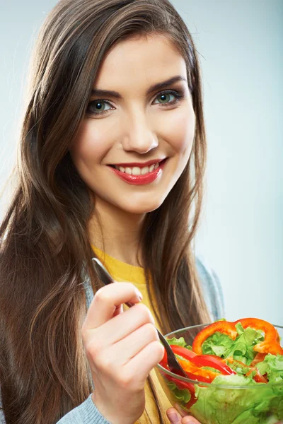 Donna con insalata — Foto Stock