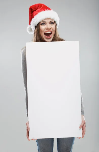 Donna in cappello da Babbo Natale — Foto Stock