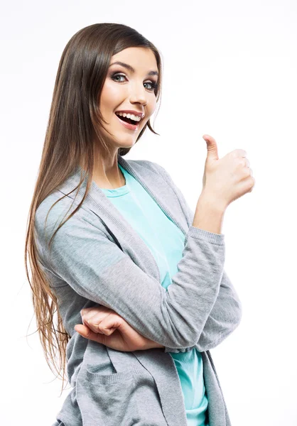 Mujer con pulgar hacia arriba —  Fotos de Stock