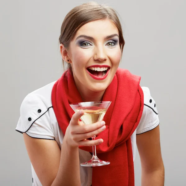 Donna con vino — Foto Stock