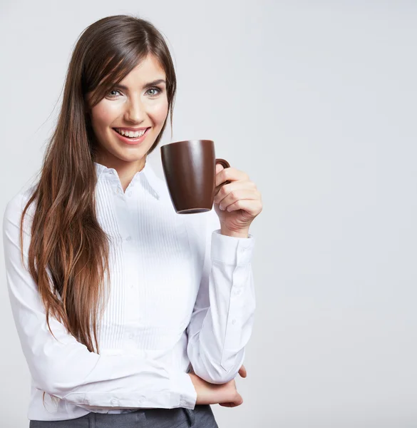 Business woman with cup — Stock Photo, Image