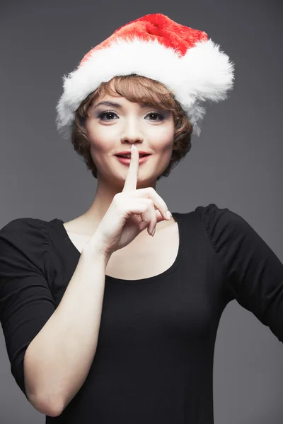 Donna in cappello da Babbo Natale — Foto Stock