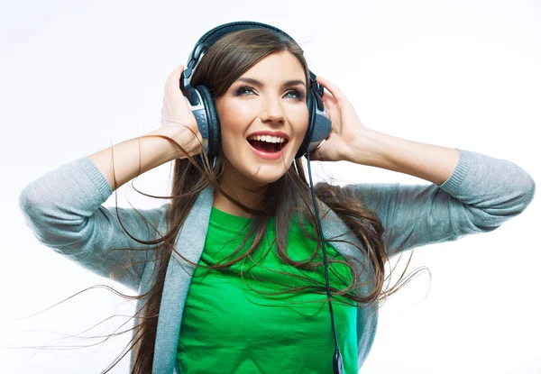 Woman with headphones — Stock Photo, Image