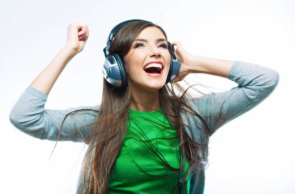 Mulher com fones de ouvido — Fotografia de Stock