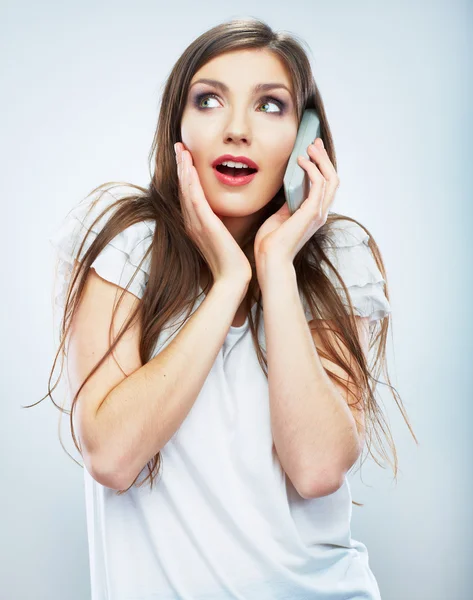 Femme avec téléphone — Photo