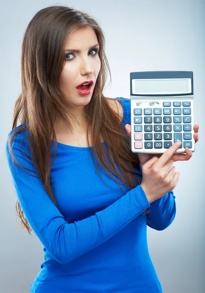 Woman hold calculator — Stock Photo, Image