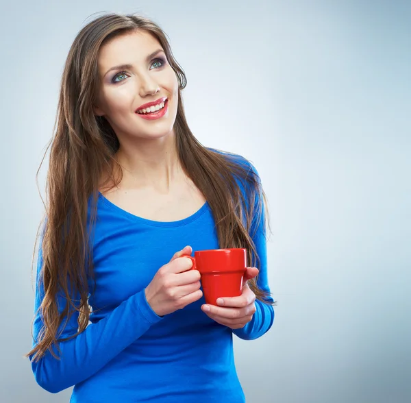 Woman hold cup — Stock Photo, Image