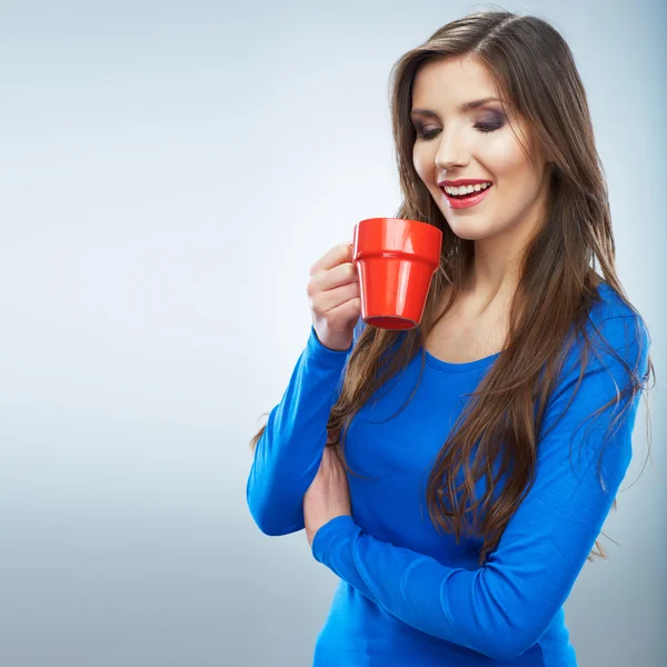 Woman hold cup — Stock Photo, Image