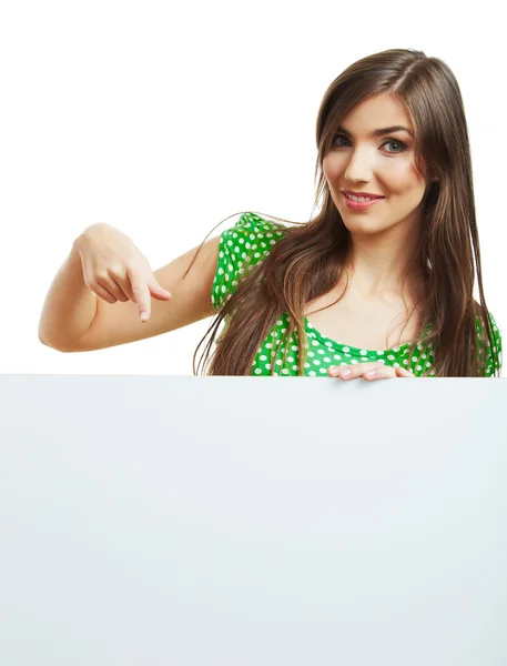 Mujer con tablero en blanco — Foto de Stock