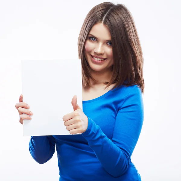 Woman hold blank card — Stock Photo, Image