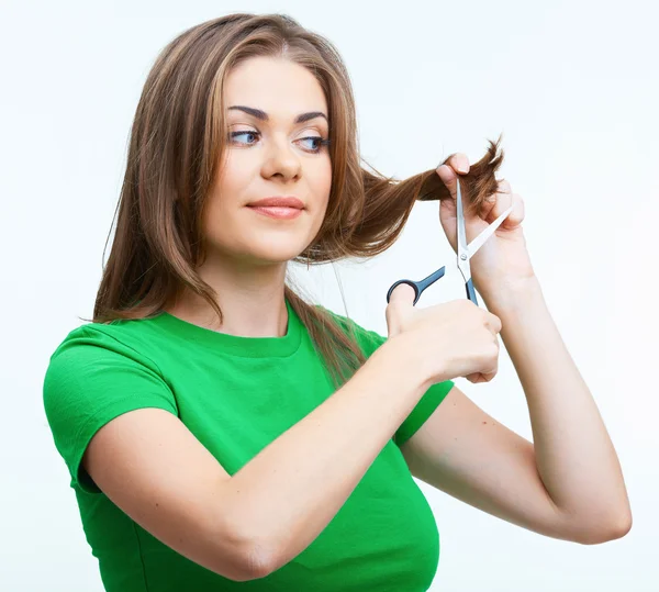 Woman with scissor — Stock Photo, Image