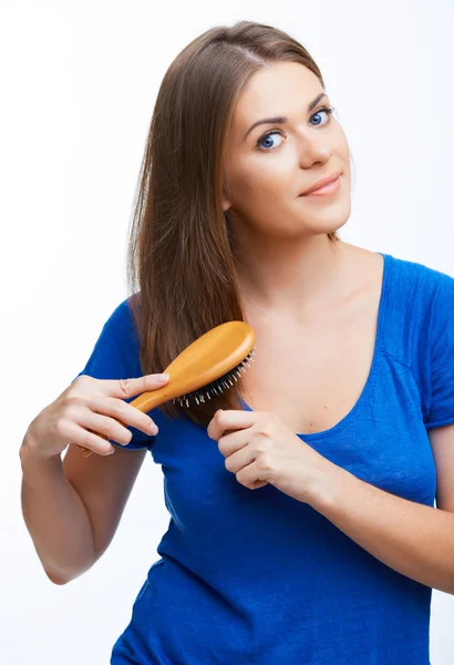 Woman comb hair — Stock Photo, Image