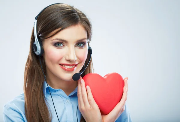 Operatore call center tenere il cuore — Foto Stock