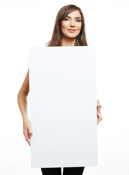 空白のボードを持つ女性 — ストック写真