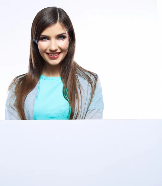 Mujer con tablero en blanco —  Fotos de Stock