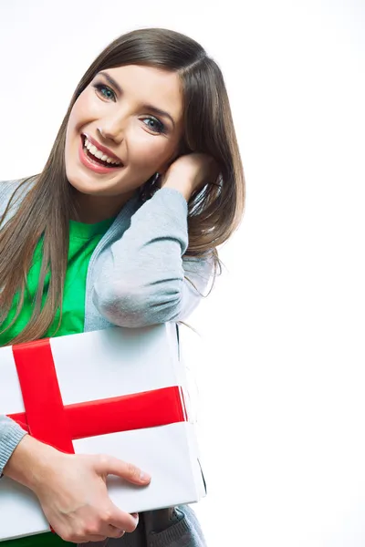 Woman hold gift — Stock Photo, Image