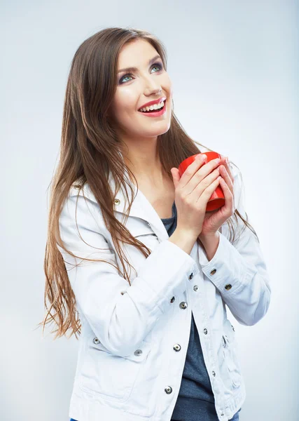 Mujer sostenga taza — Foto de Stock