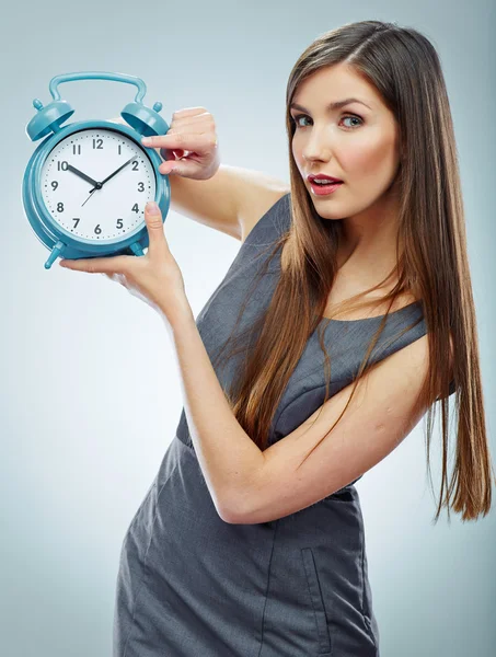 Woman holding watch — Stock Photo, Image