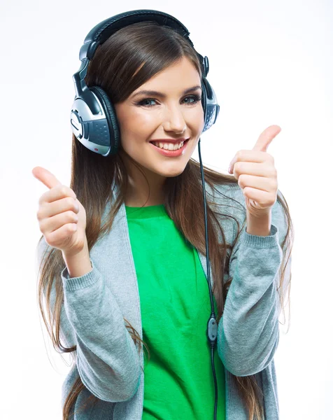 Woman with headphones Stock Picture