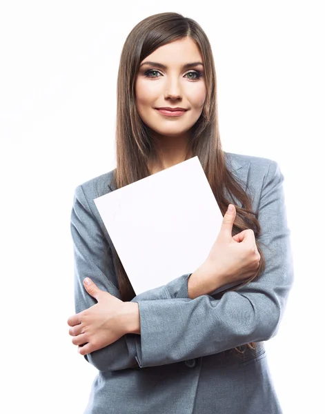 Business woman hold banner — Stock Photo, Image