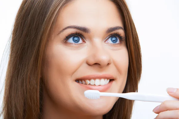 Woman with toothbrush — Stock Photo, Image