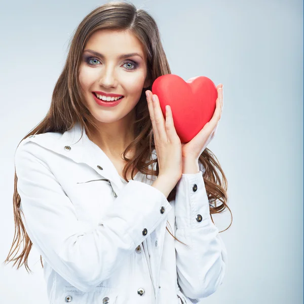 Frau mit Valentinstag-Symbol. — Stockfoto