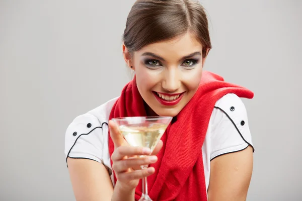 Mujer con copa de vino — Foto de Stock