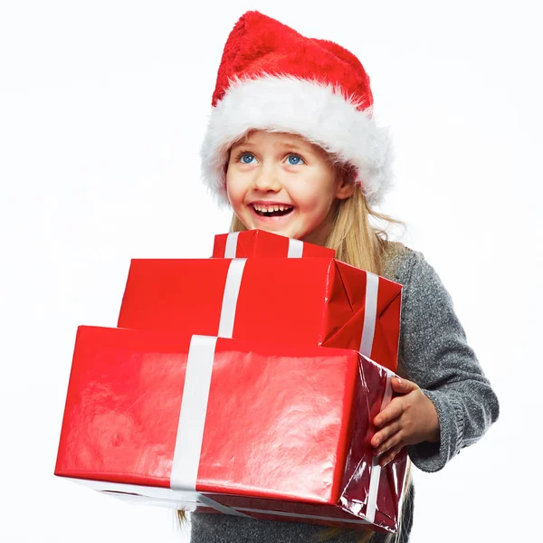 Girl hold gift box — Stock Photo, Image