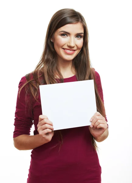Woman hold paper — Stock Photo, Image