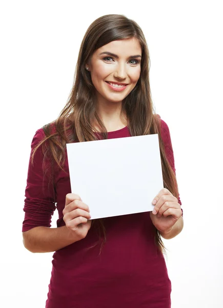 Frau hält Papier — Stockfoto