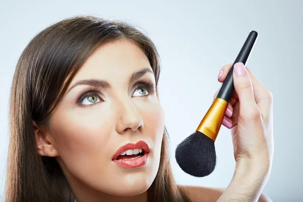 Schönheit Frau Nahaufnahme Gesicht Make-up Porträt. — Stockfoto