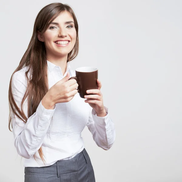 Mulher de negócios com xícara de café — Fotografia de Stock