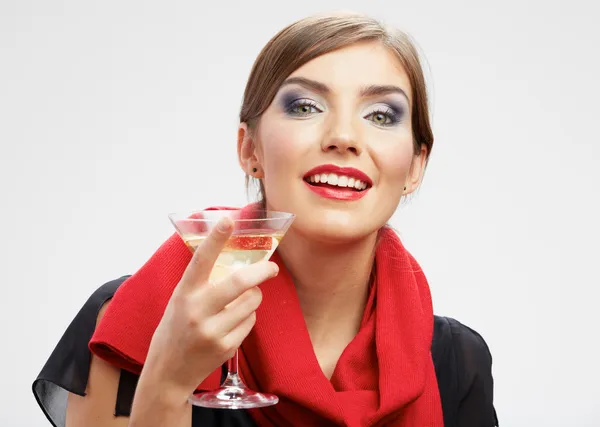 Vrouw drinken, wijn glas. — Stockfoto