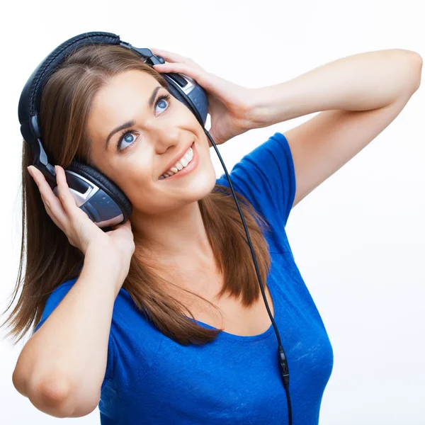 Mujer escuchando música Fotos de stock libres de derechos