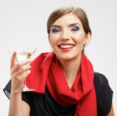 kadın şarap ile