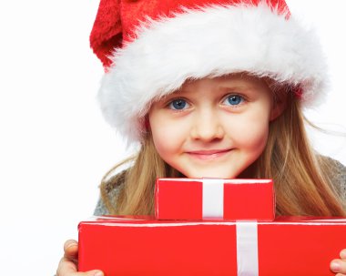 Noel kızı tutun hediye kutusu .