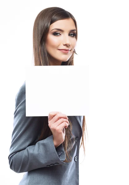 Affärskvinna med blank tavla — Stockfoto
