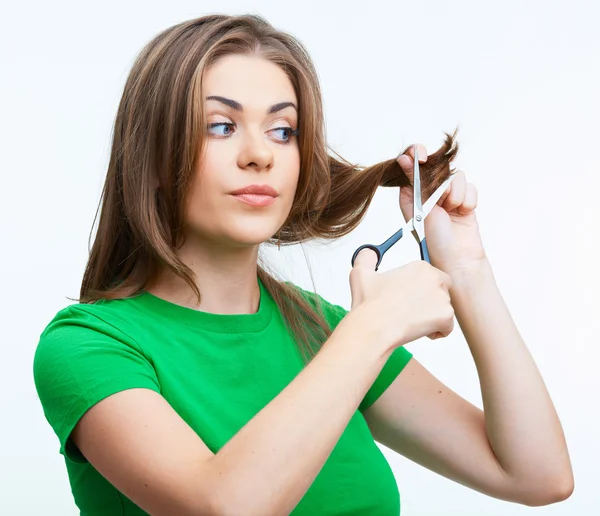 Woman with scissors — Stock Photo, Image