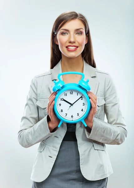 Business woman time concept portrait. — Stock Photo, Image