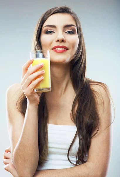 Woman hold juice — Stock Photo, Image